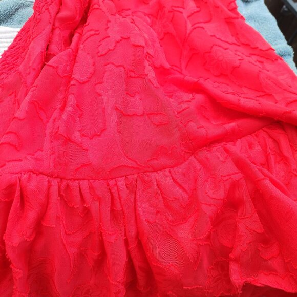 Wild Fable Red Mini Large Dress Ruffle Lace Adjustable Straps Solid Floral - Picture 7 of 9
